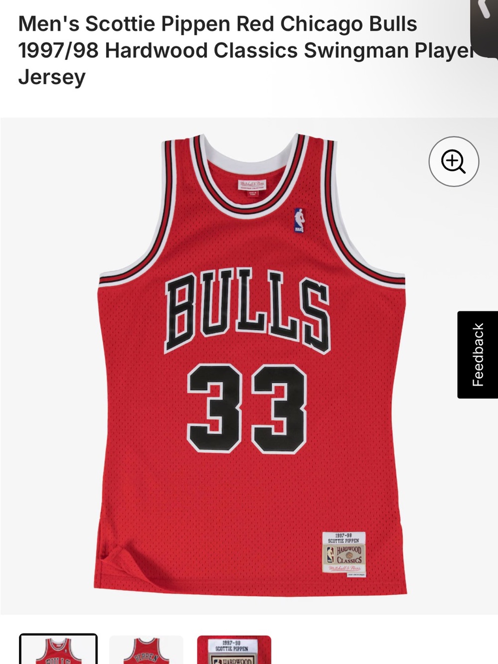 Mitchell & Ness Red, Black & White Retro Swingman Jersey Collar Tag